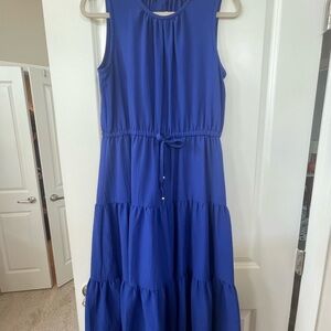 Calvin Klein Blue Tiered Ruffled Maxi Sundress